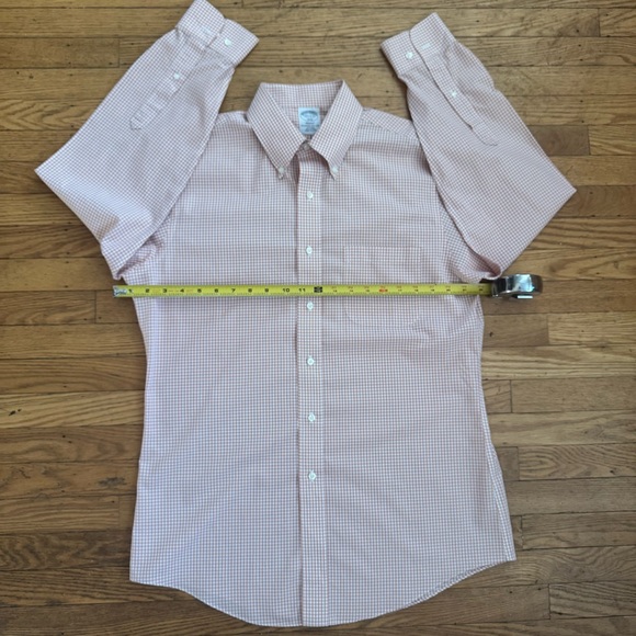 Brooks Brothers Orange and White Gingham Long Sleeve Button Down Shirt Size M - Picture 6 of 10